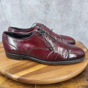 Vintage Hanover Oxford Shoes Mens 10 C/R Burgundy Calfskin Leather USA Cap‎ Toe